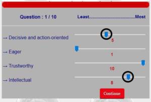 between Profile Questionnaire Insight between option